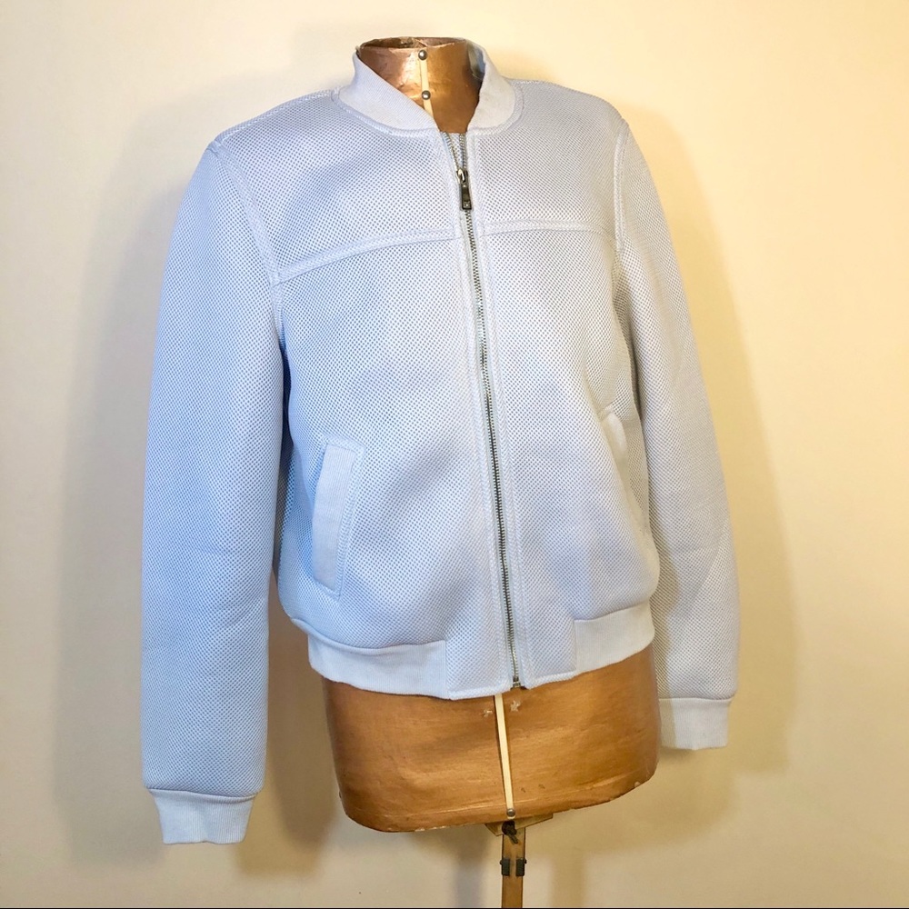 Forever 21 Grey Mesh Bomber Zip Jacket